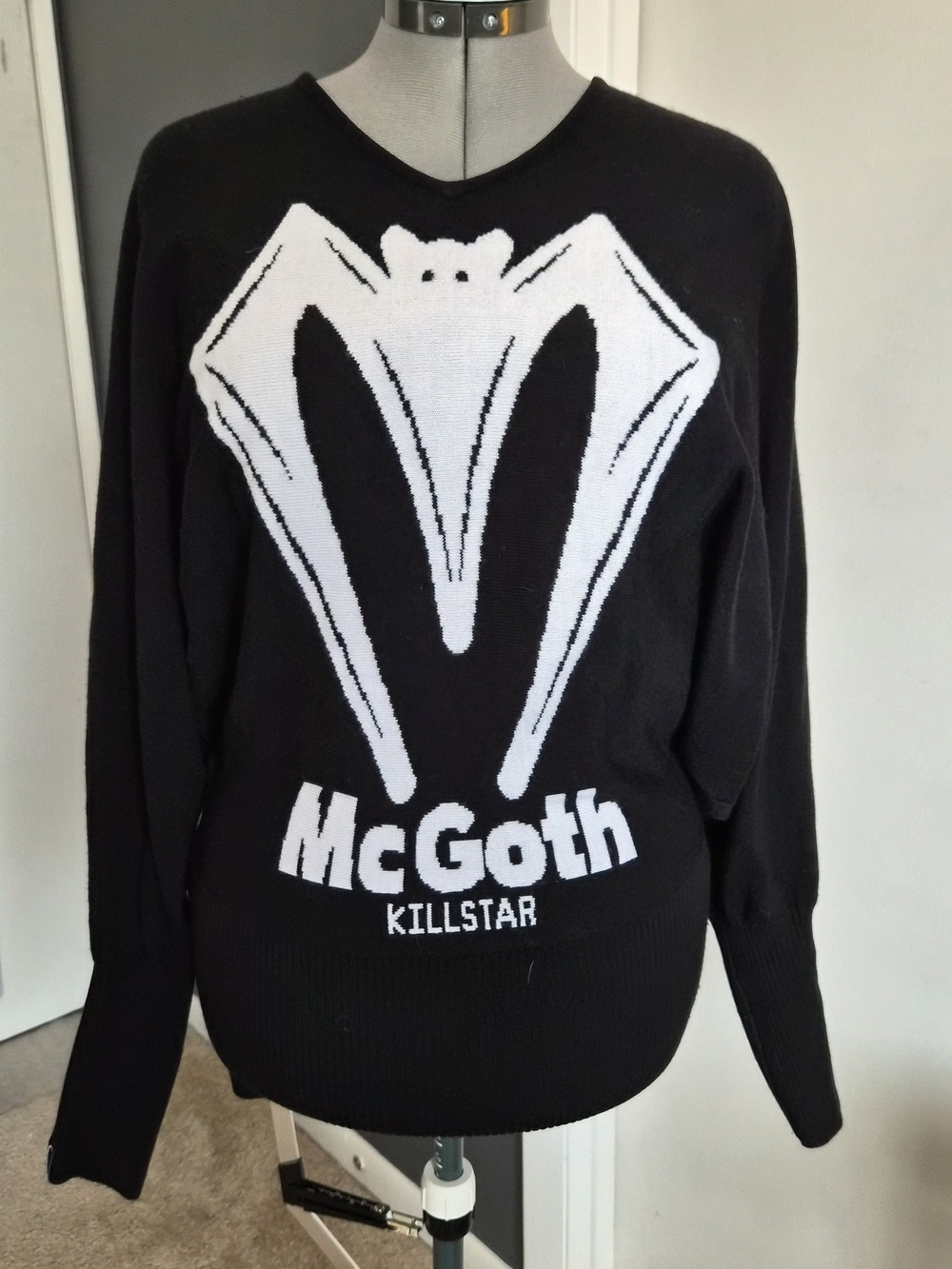 Killstar McGoth Black and White Batwing Sweater